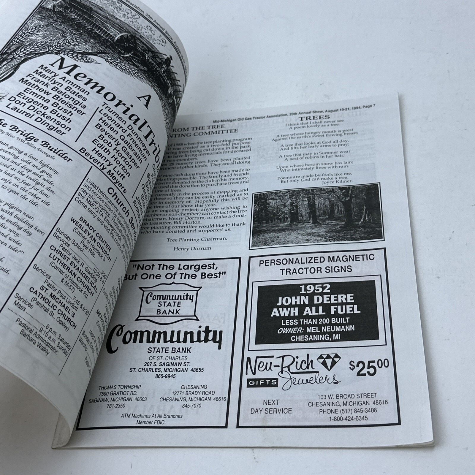 20th Annual Show Mid-Michigan Old Gas Tractor Association Souvenir Book 1994