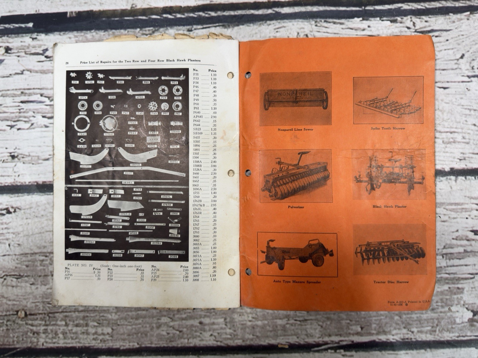 VTG Ohio Famous Black Hawk Planters Two & Four Row Repair Price List Book USA