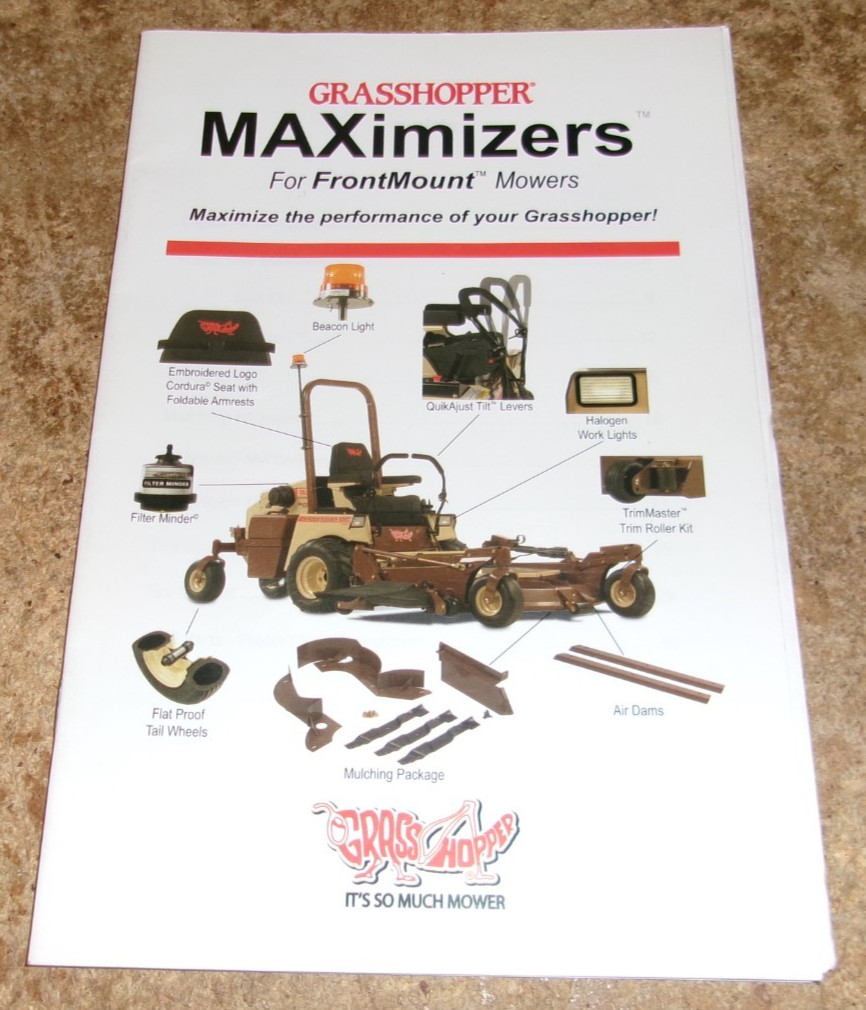 vintage grasshopper maximizers for frontmount mowers brochure nice used