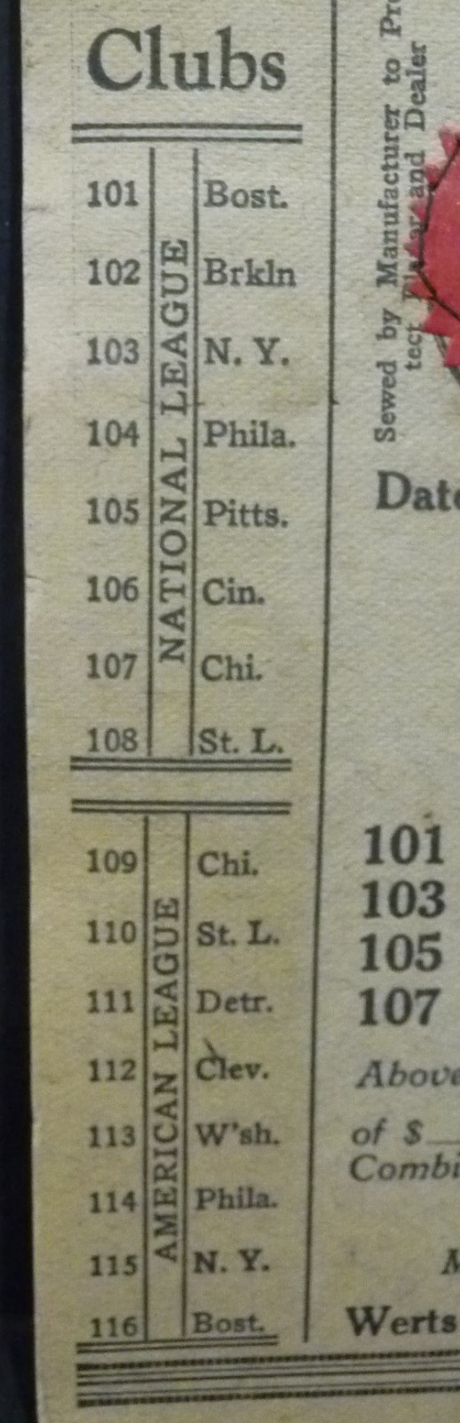 Nice 1930&rsquo;s « Werts Ten » Baseball Gaming Pull Tabs Booklet 120 Tabs Complete