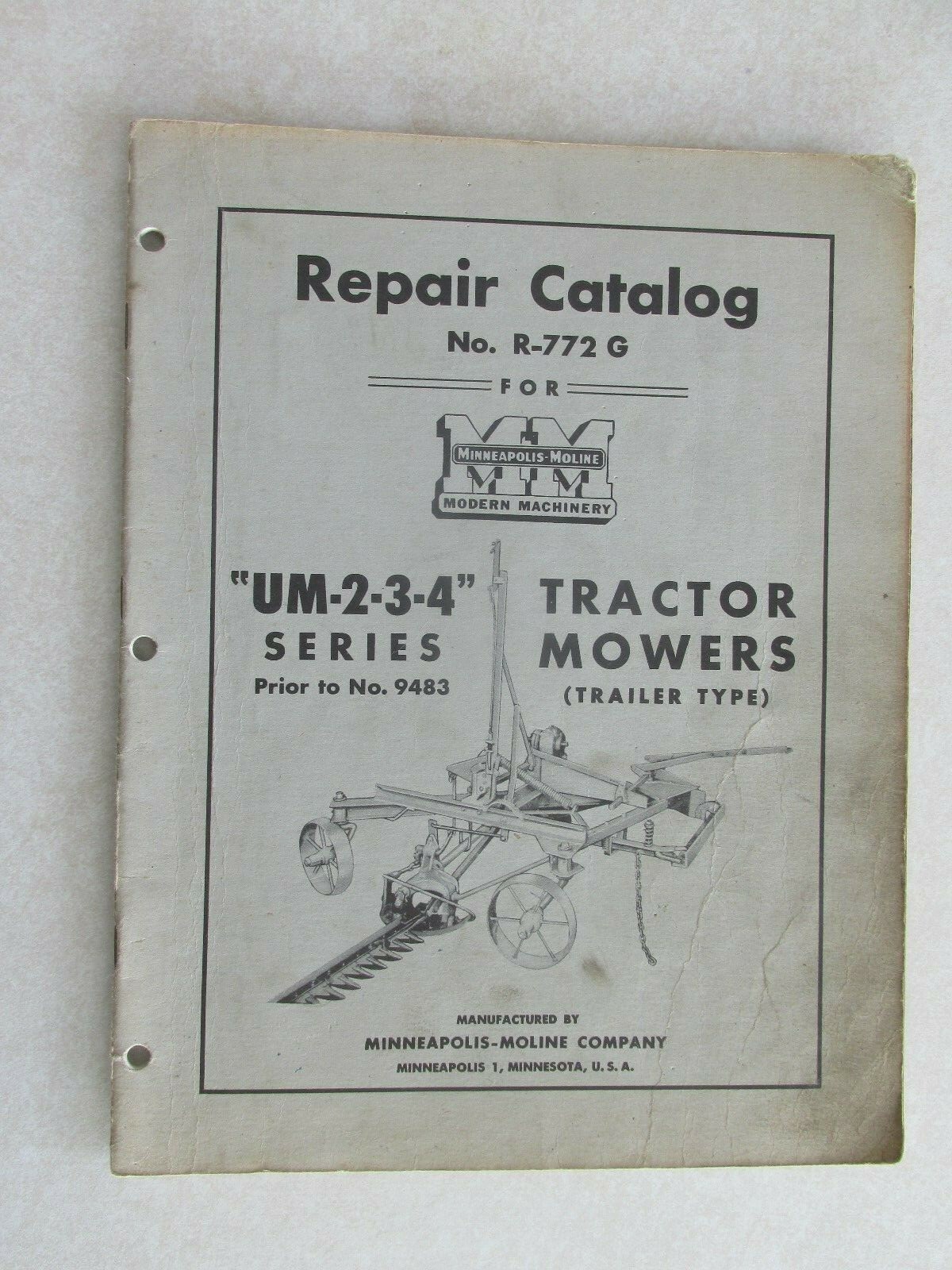 MBF49 Farm Manual MM Minneapolis Moline repair catalog Tractor mowers UM 2 3 4