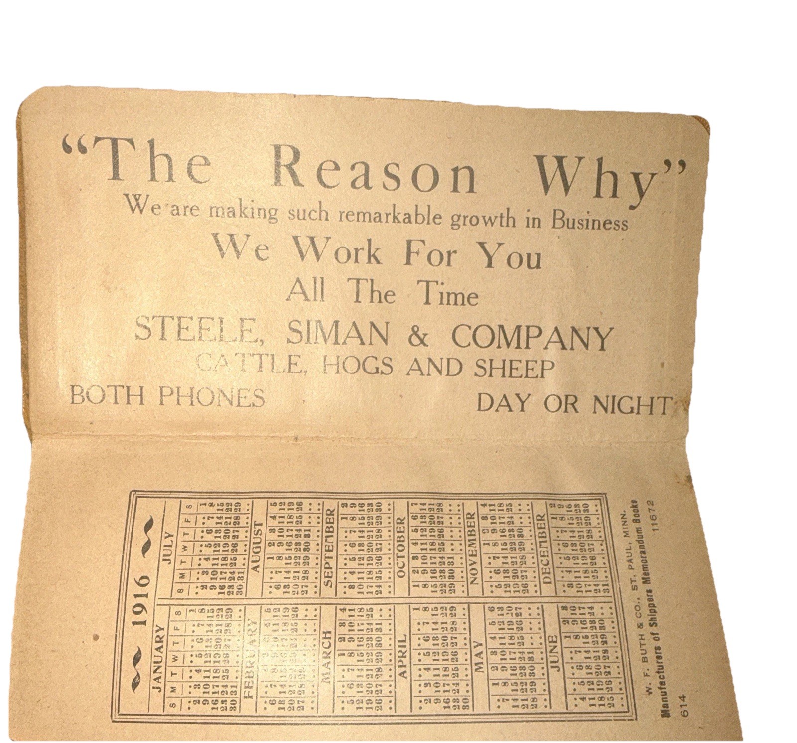 1916 Antique Livestock Ledger Steele Siman Sioux City Stock Yards Cattle Book