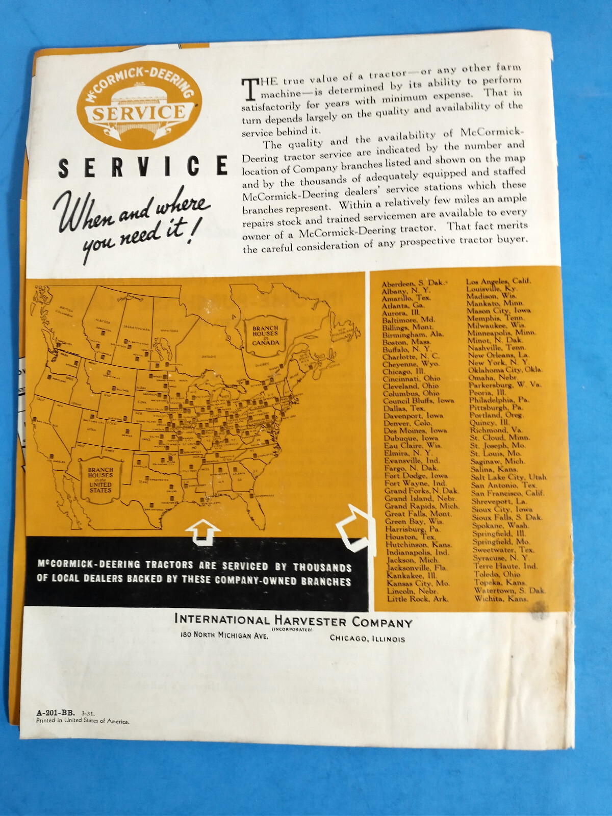 MCCORMICK DEERING 1931 TRACTOR FULL LINE BROCHURE ORIGINAL 32 PAGE BOOKLET