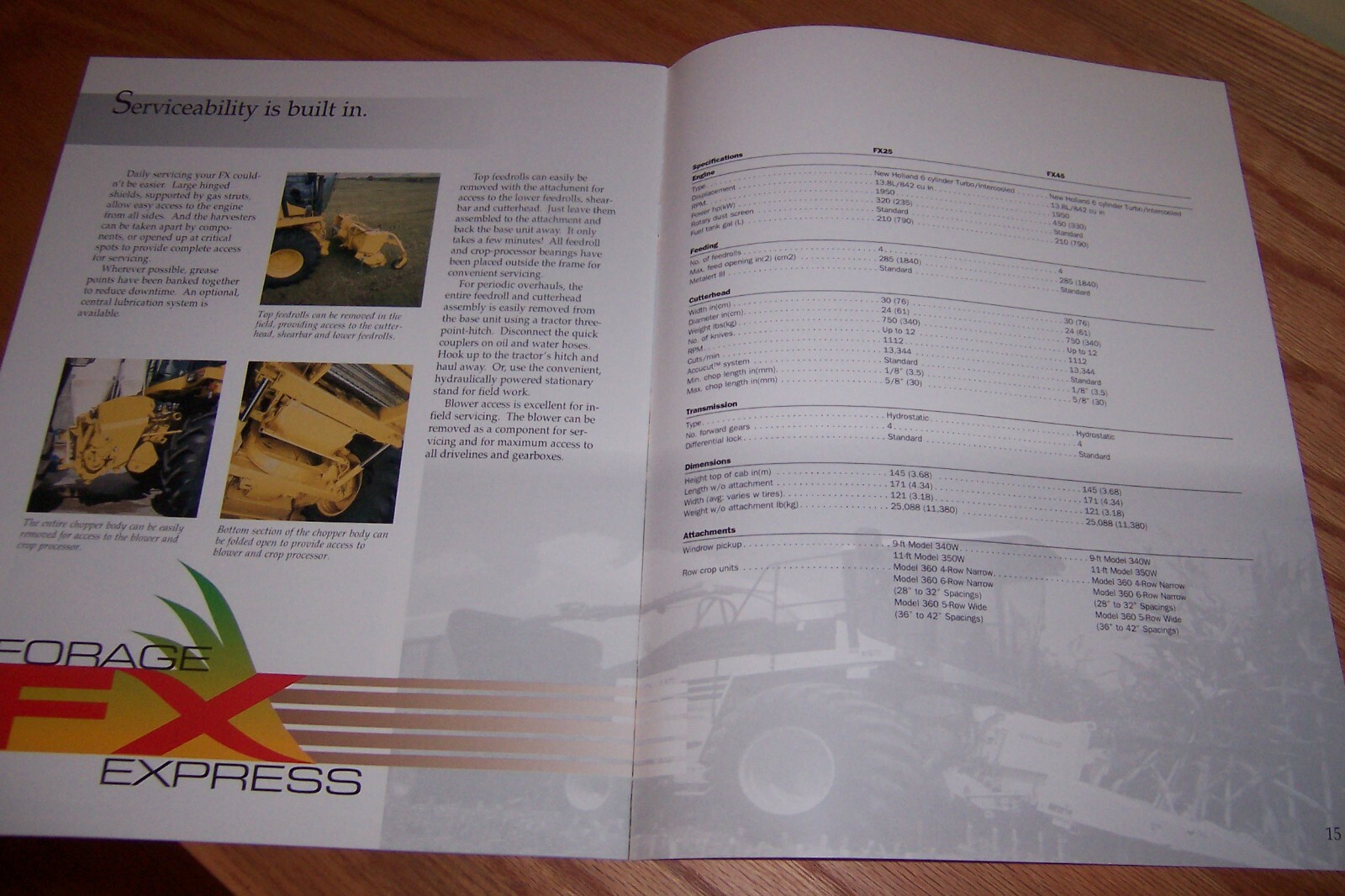 NEW HOLLAND FORAGE HARVESTERS MODEL FX25, FX45, LIT # 31002520 1996