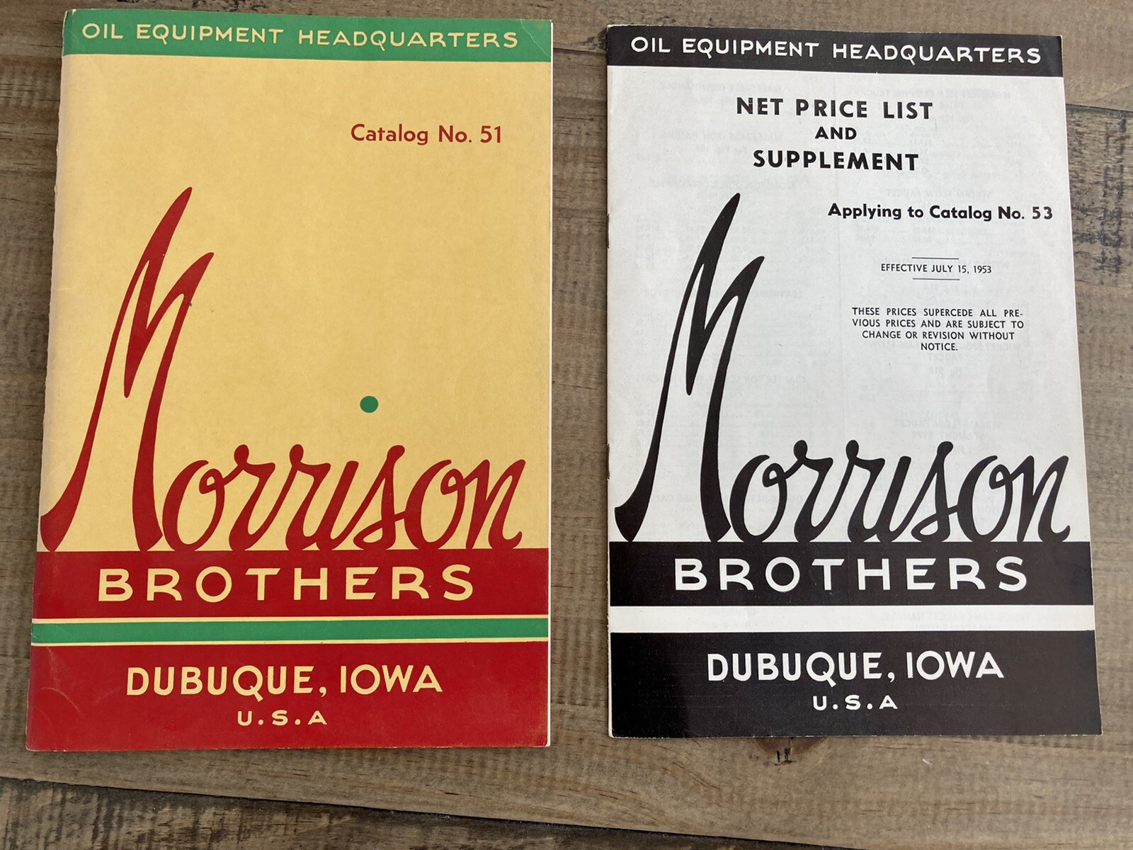 1951 Morrison Brothers Catalog No. 51 & 1953 Net Price List & Supplement