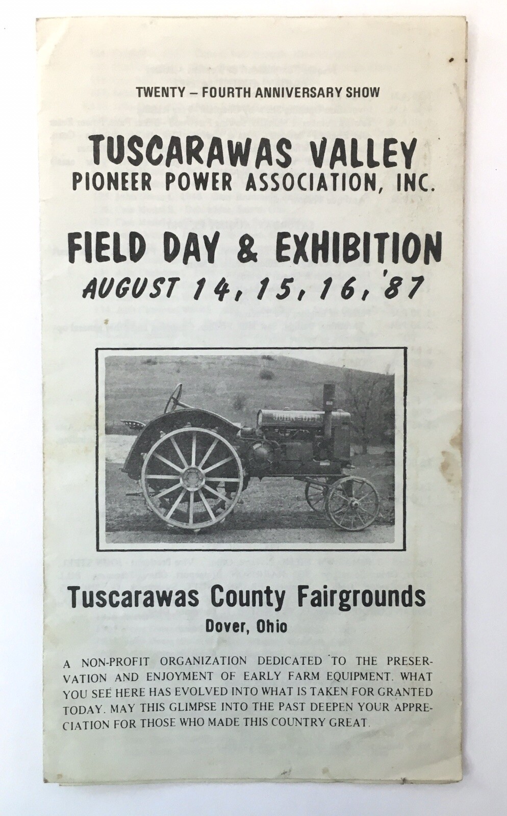 Tuscarawas Valley Pioneer Power 1987 Field Day & Exhibition Program Dover Ohio