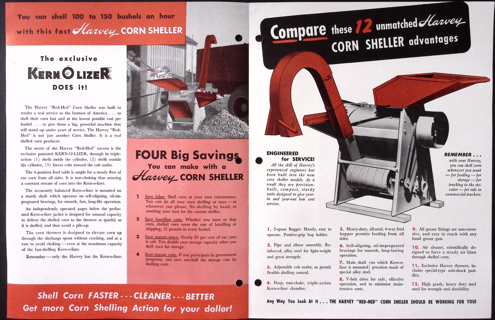 1953 Harvey Racine Lines Corn Sheller KernOLizer Brochure Mansfield OH