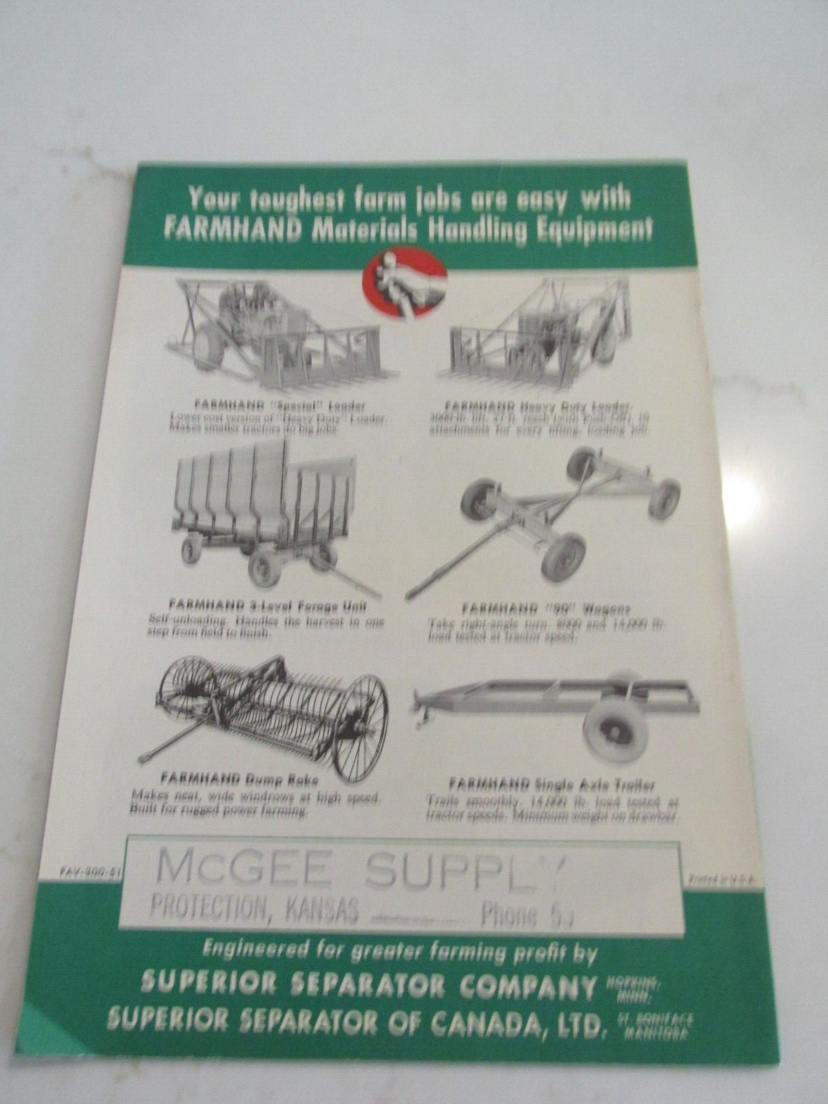 FARMHAND POWER-BOX SALES BILL McGEE SUPPLY PROTECTION,KS.