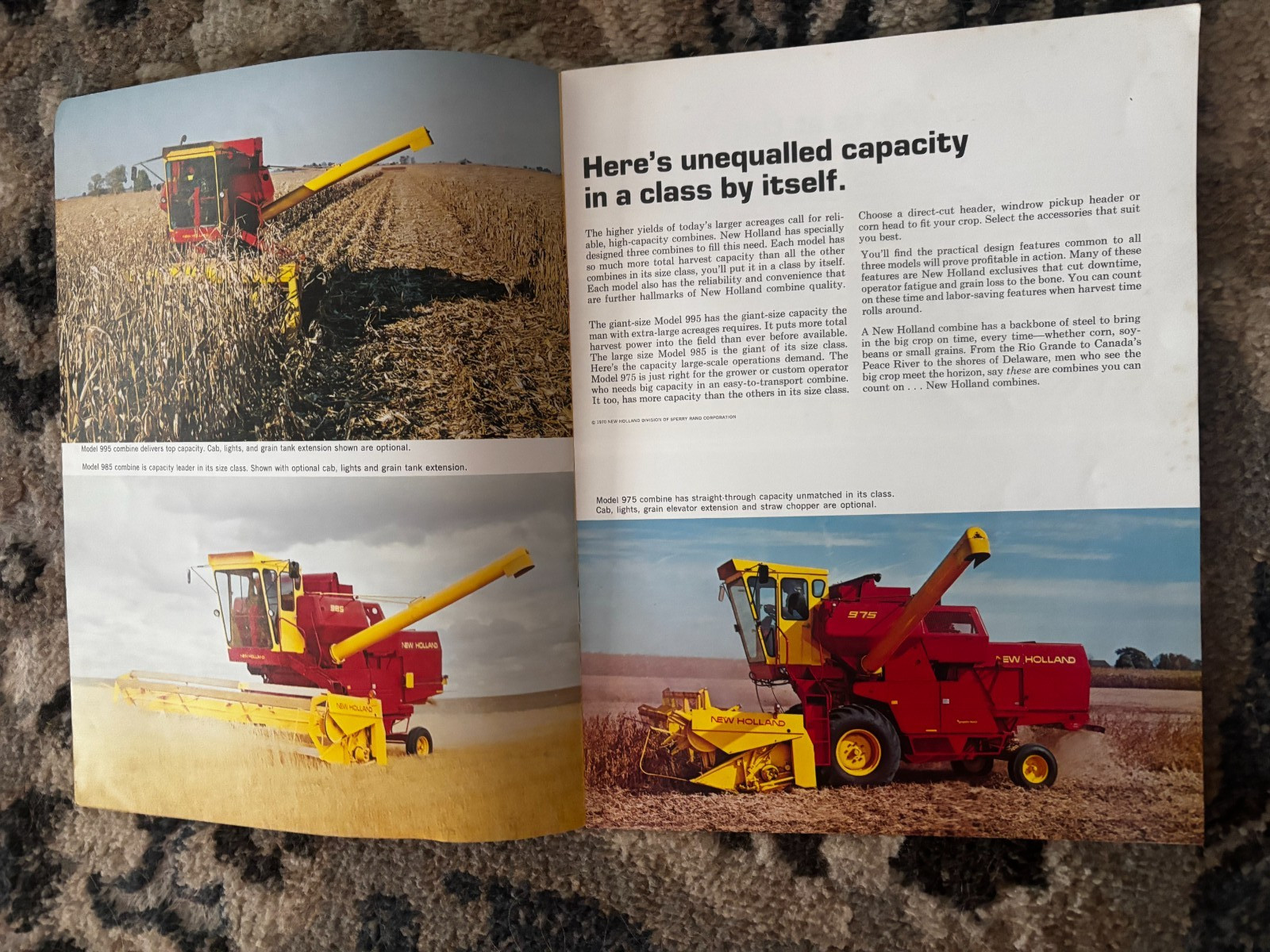 New Holland 975 985 995 Combine For 1970 Brochure DCPA26