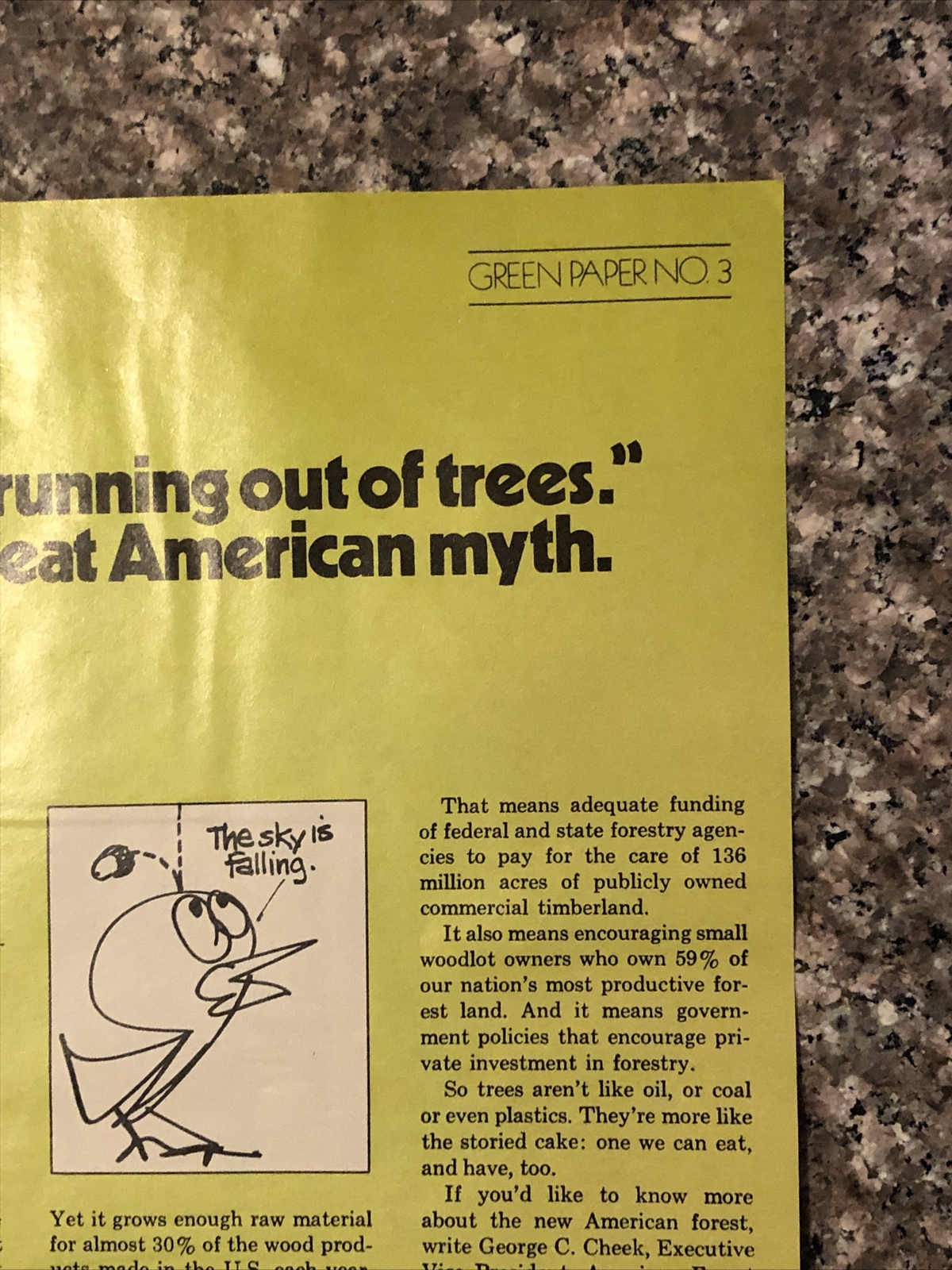 1974 American Forest Institute PRINT AD Run Out of Trees Myth VTG 70s Tree Farm