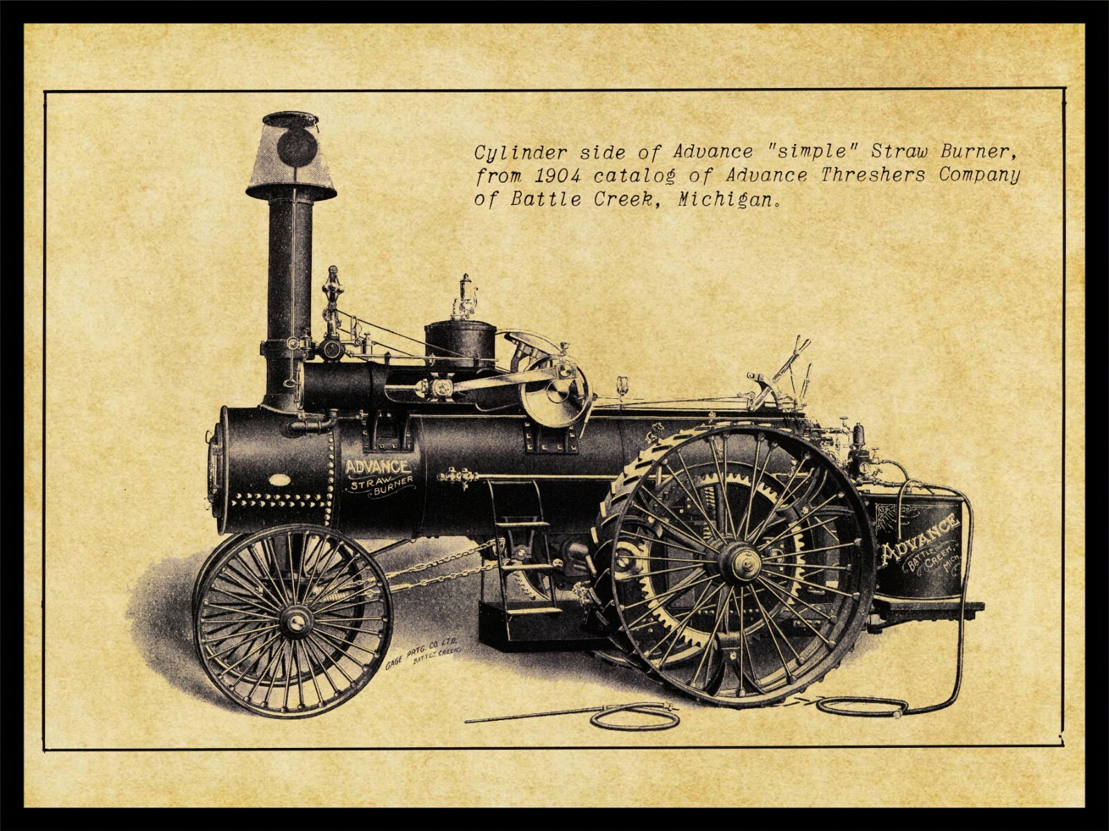 1904 Advance Simple Straw Burner Engine NEW Metal Sign: Battle Creek, Michigan