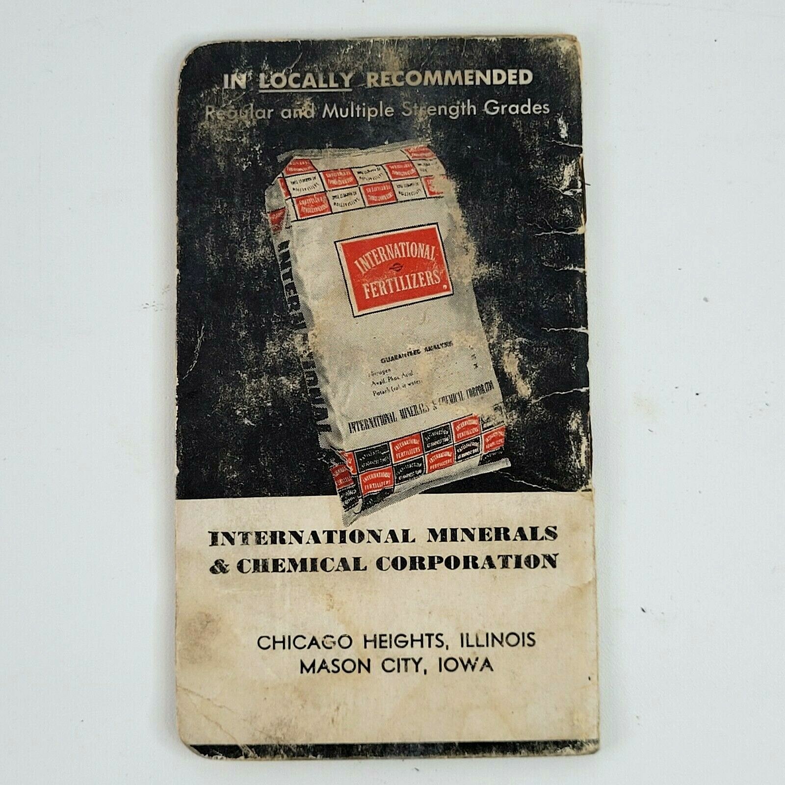 1956 International Fertilizers Pocket Calendar & Notepad Chicago Mason City Iowa
