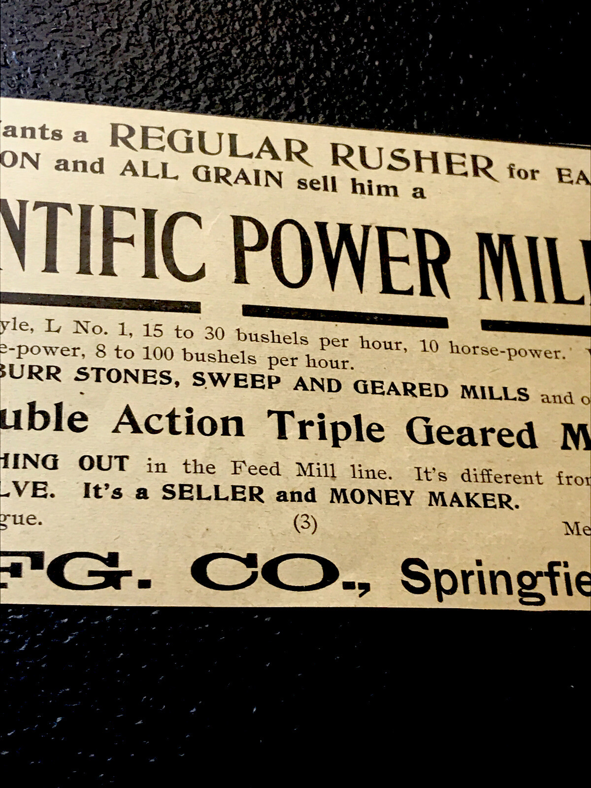 ORIGINAL 1897 Foos Power Mill Farm Advertising – Springfield – Ohio
