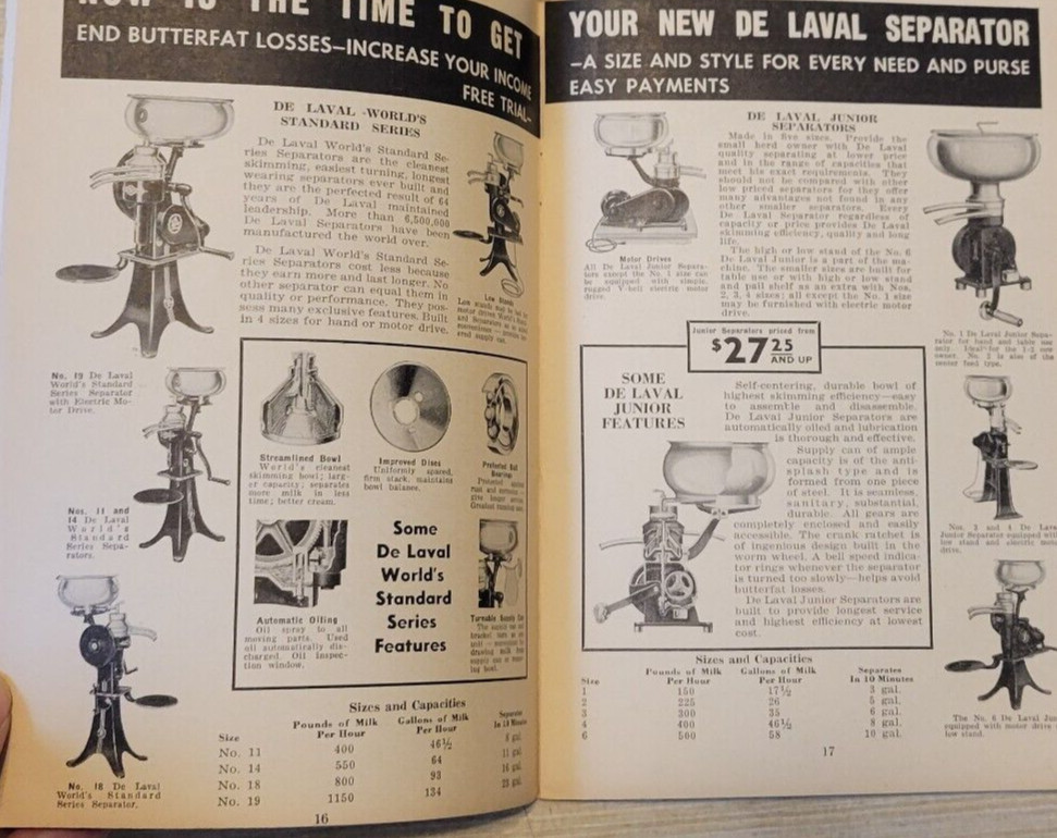 1942 DE LAVAL Cream Separators Milkers YEAR BOOK Almanac Livestock Diseases Book