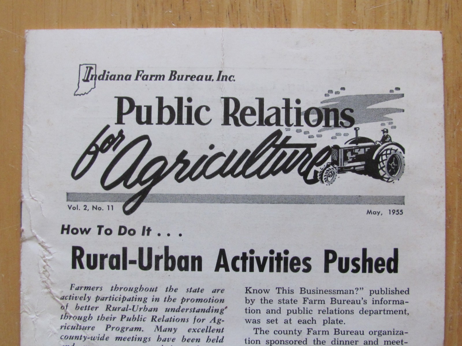 1955 BOOKLET INDIANA FARM BUREAU PUBLIC RELATIONS FOR AGRICULTURE