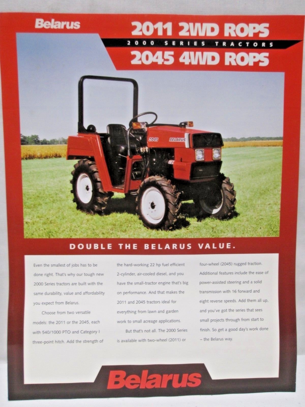 Belarus 2000 Series Tractors Brochure Specifications 2011 2WD Rops 2045 4WD 1996