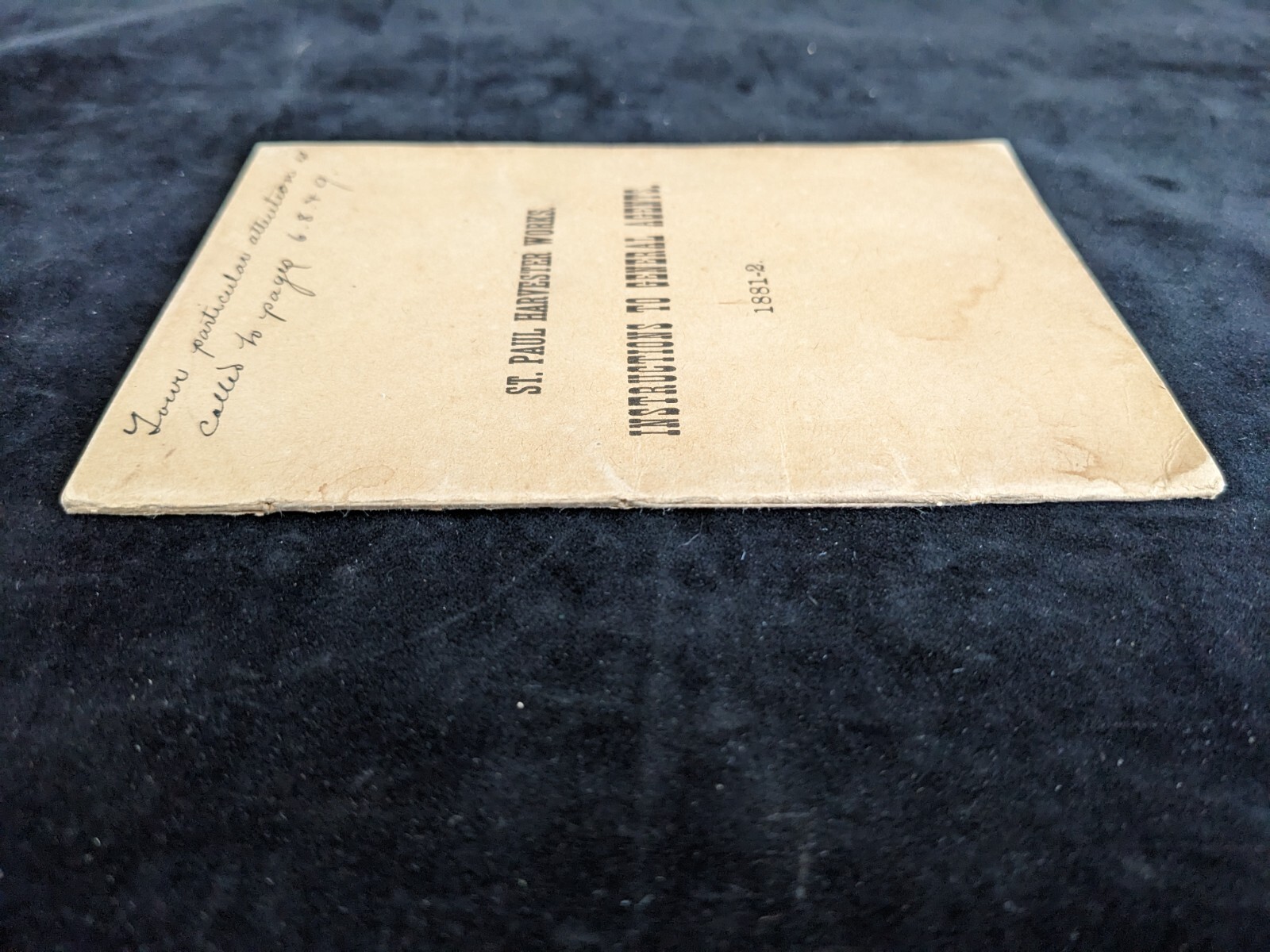 Scarce Original 1881 St. Paul Harvester Works General Agents Instruction Booklet