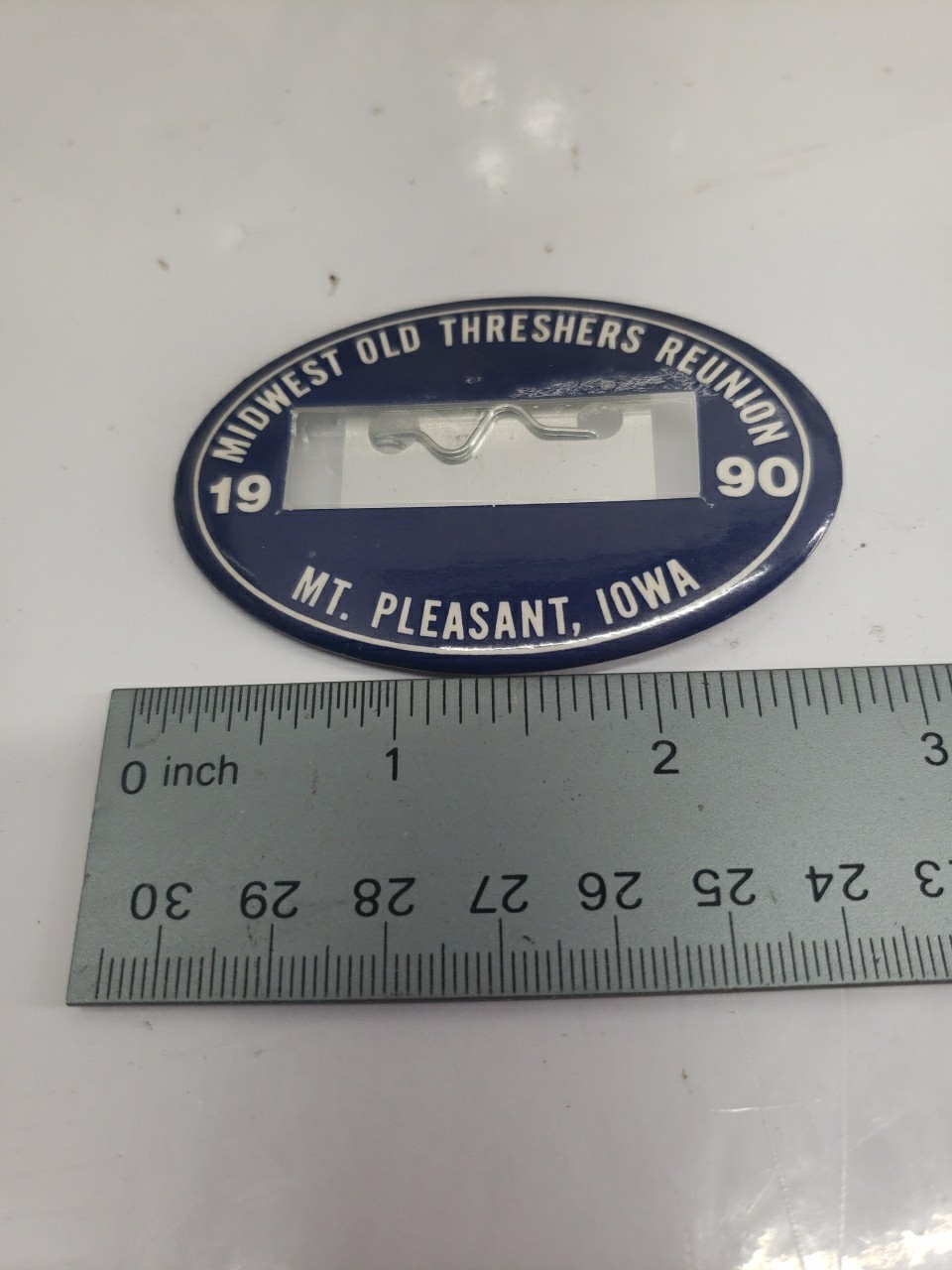 1990 Midwest Threshers Reunion Mt Pleasant WOOD BROS Steam Engine Pinback Button