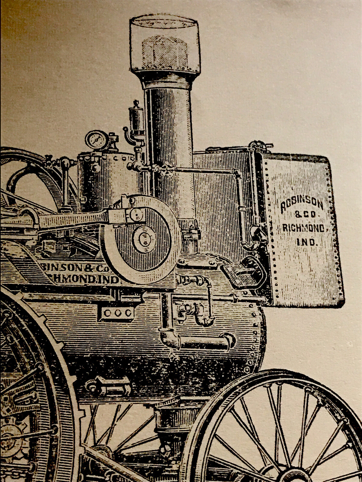 1900 Robinson Steam Engine Farm Engraving Advertising – Richmond – Indiana