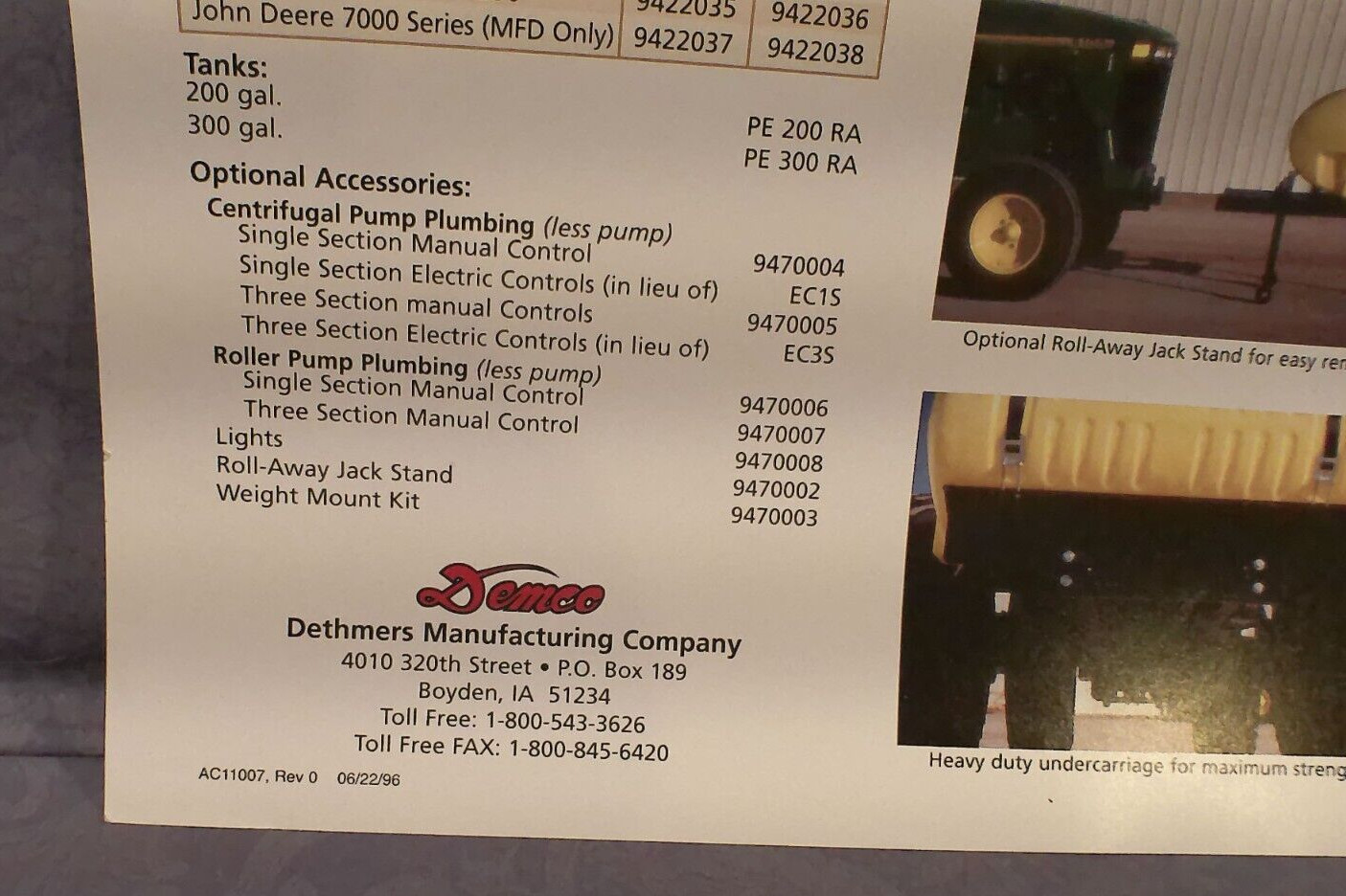 Demco « Quick-Tach » Front Mount Tank Units Sales Brochure