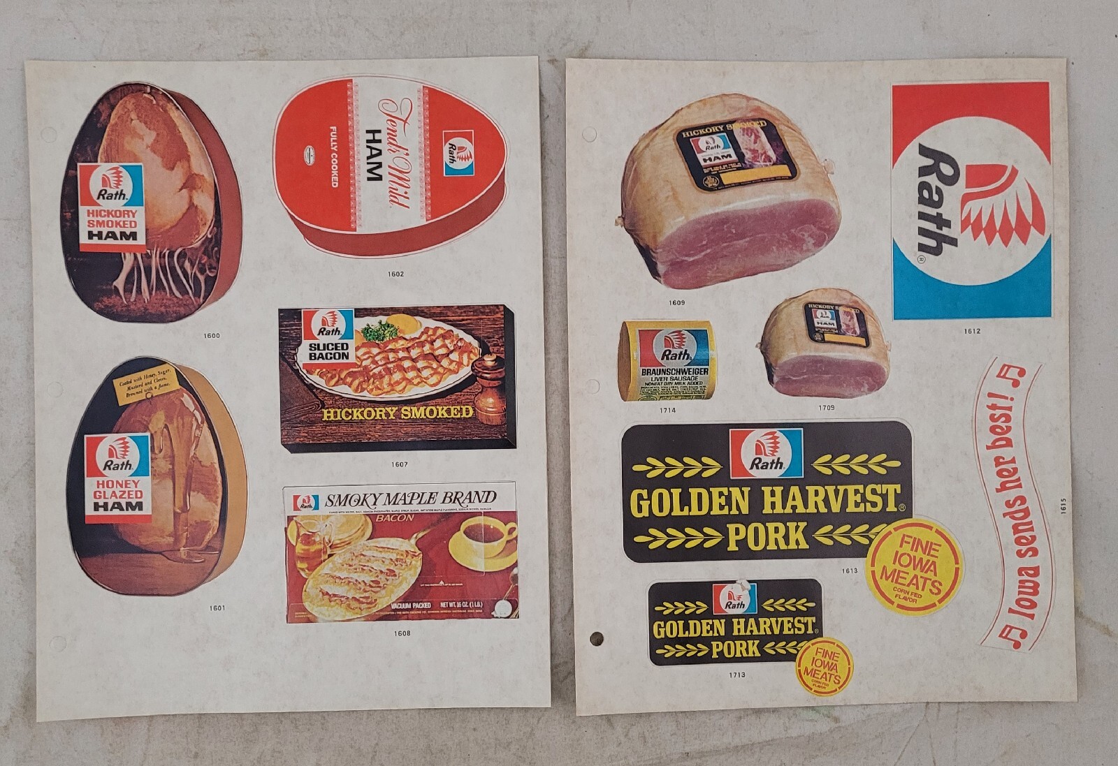 Rath Packing Stickers Iowa Ham Golden Harvest Lot Waterloo Iowa Vintage Pork Ad