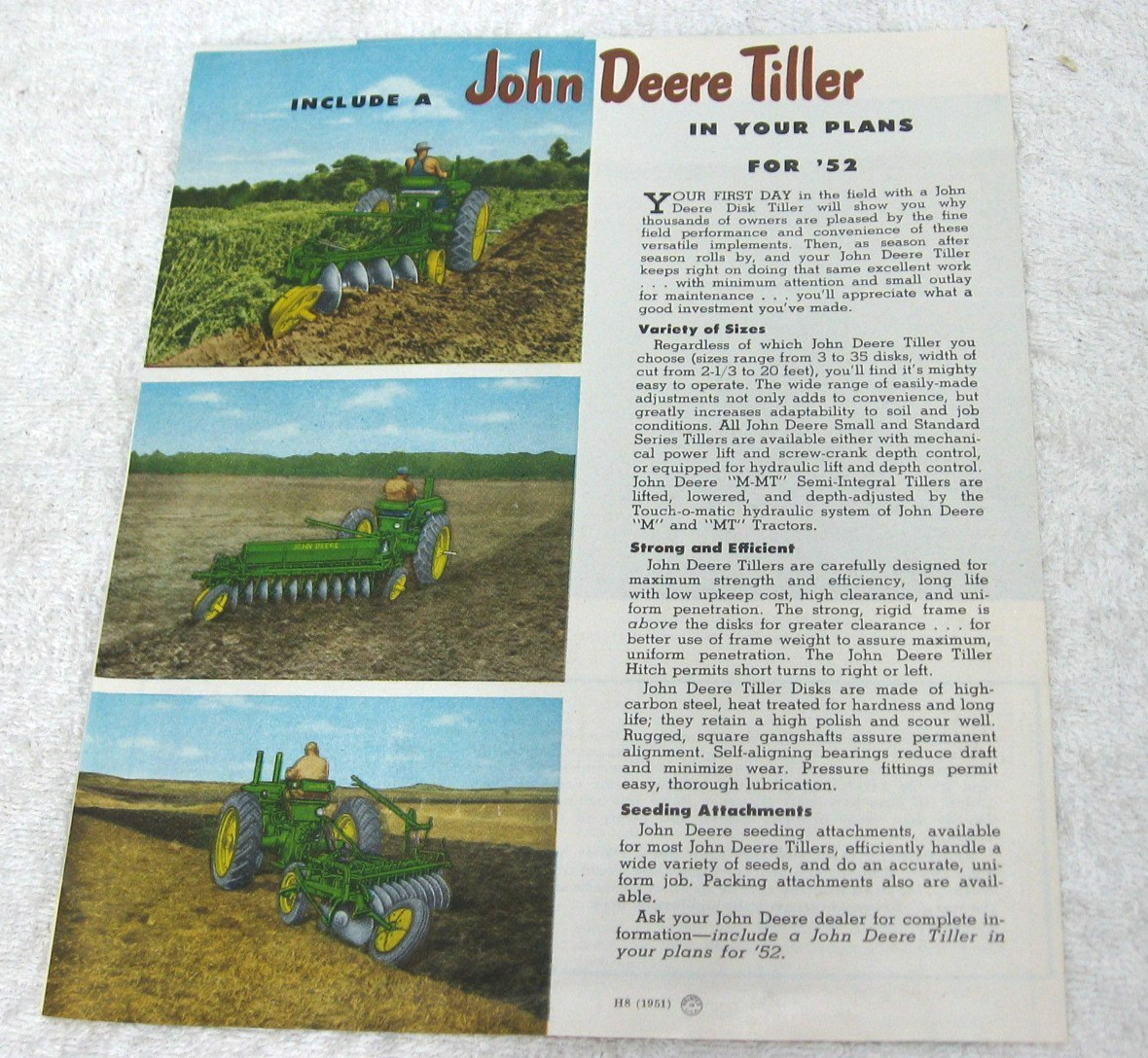VINTAGE 1952 JOHN DEERE TRACTOR PLOW PLOWS BROCHURE FARM ADVERTISING