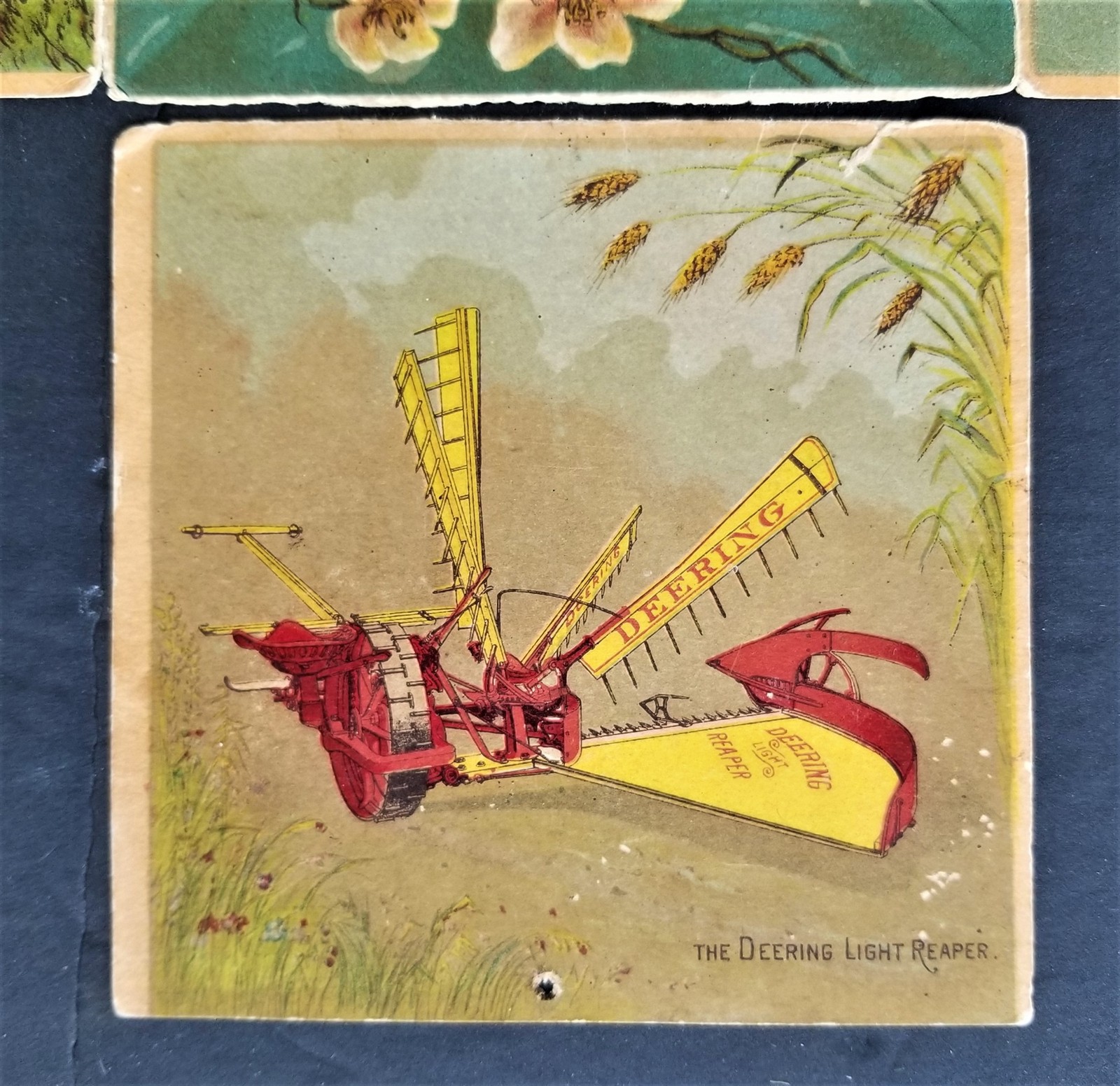 1880s antique DEERING REAPER cardstock folding ADVERTISEMENT chicago il ihc farm