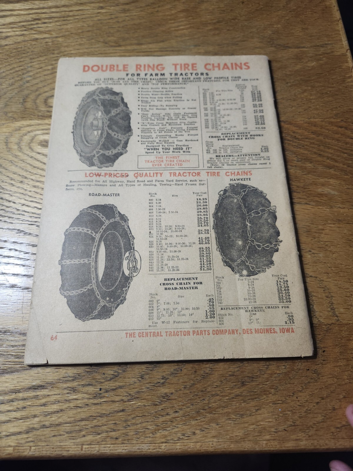 1951 Central Tractor Parts Company dealer catalog Des Moines Iowa IA