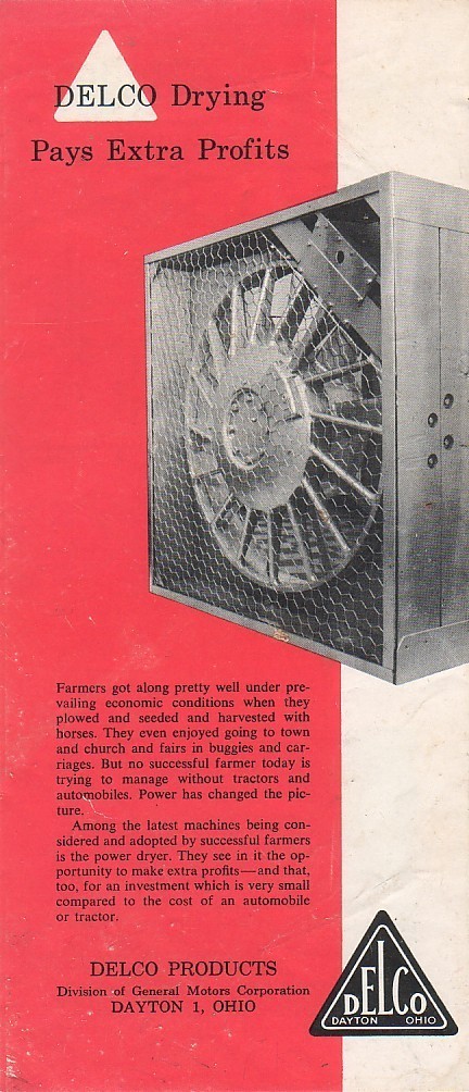 Farm Equipment Brochure – Delco Crop Dryer Fans – General Motors Set of 5 (FB245
