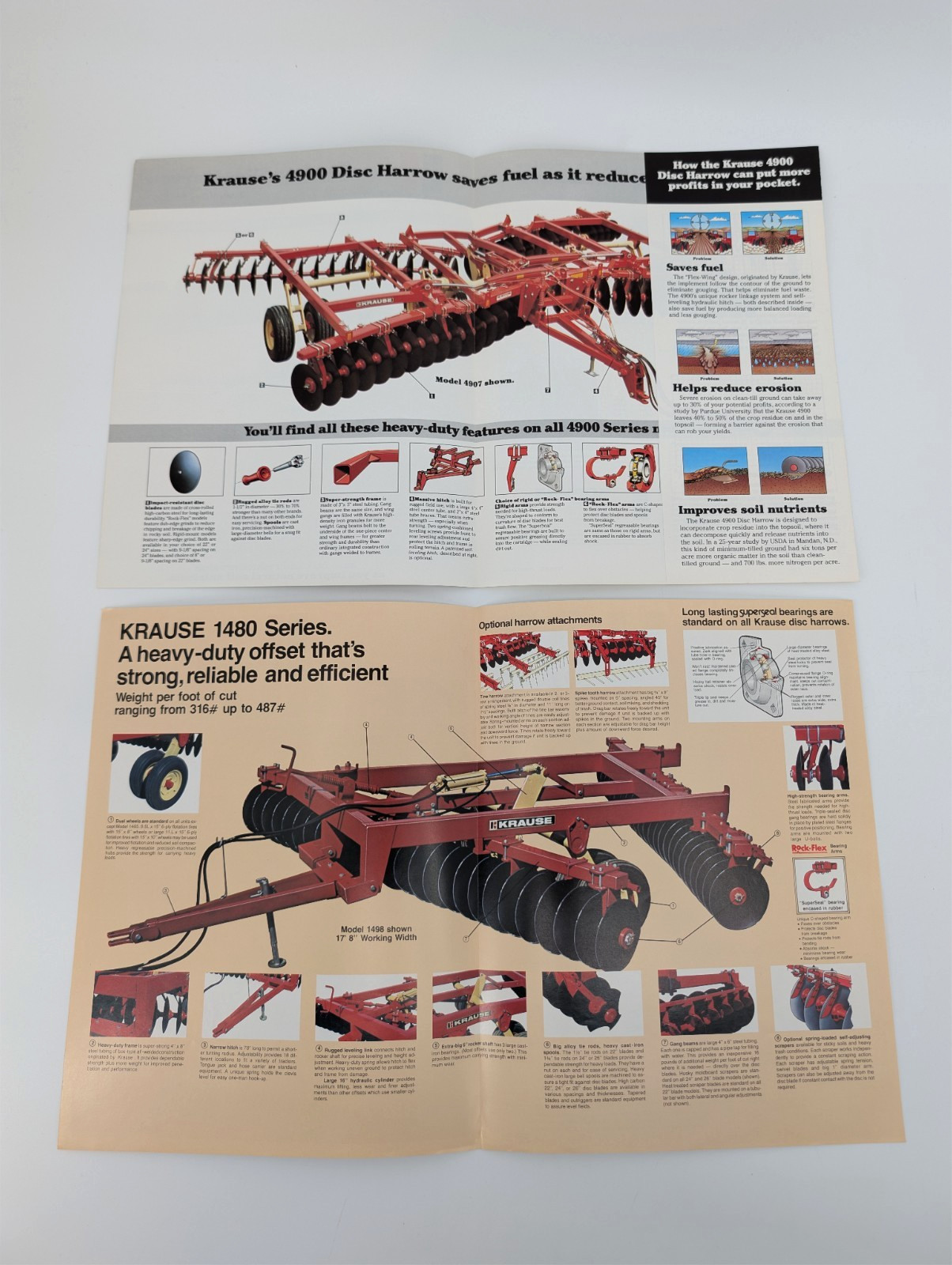 10pc LOT Vintage Krause Tandem Offset Heavy-duty Flex-wing Disc Harrow Brochures