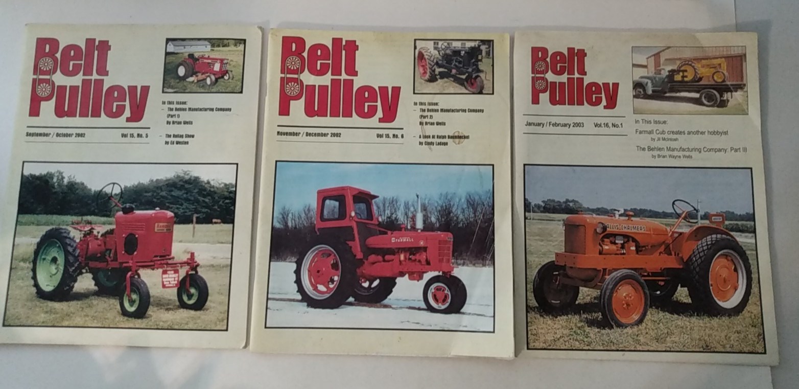 3 Belt Pulley magazines Antique Tractors 2002-2003 farm history