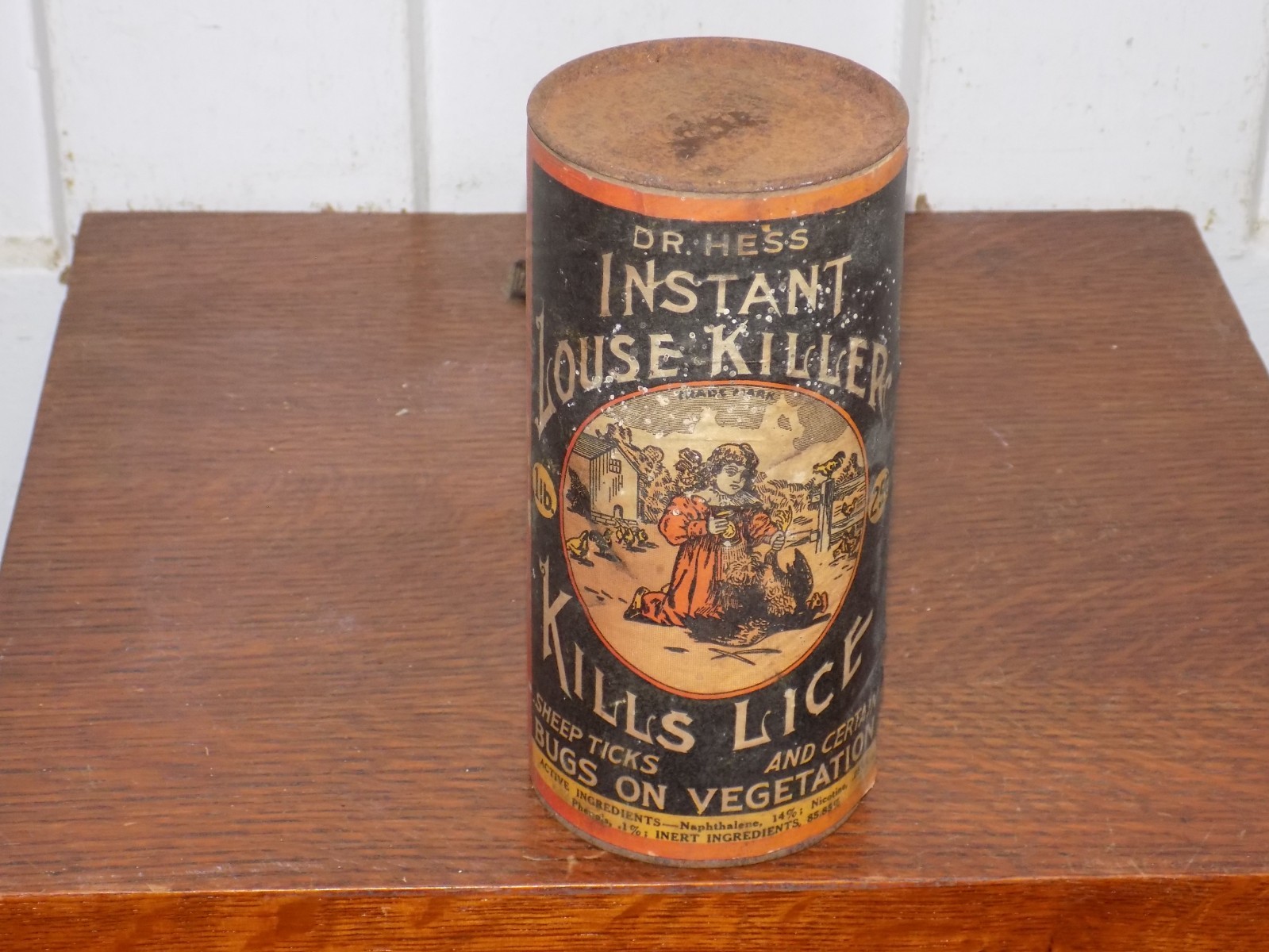 Vintage Dr. Hess Instant Louse Killer 1 Pound EMPTY Container