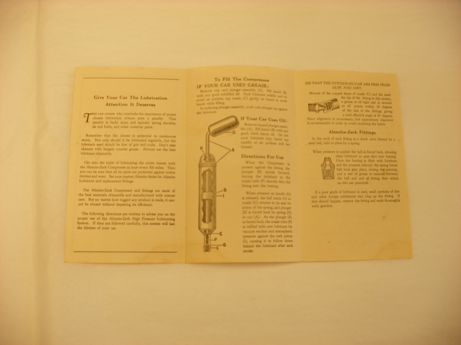 Vtg Alemite Lubricator Co. Lubricant for Cars Trucks & Farm Tractor Advertising