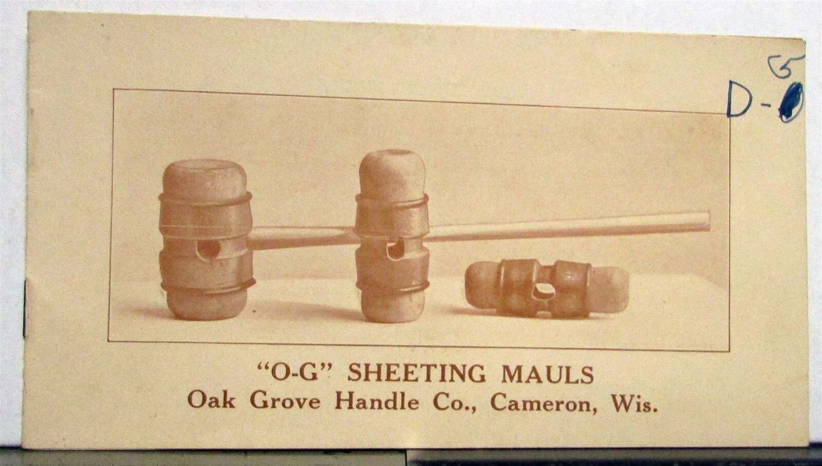 1928 Oak Grove Handle Co O-G Sheeting Mauls Sizing Pricing Sales Brochure