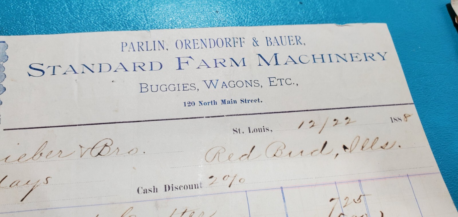LETTERHEAD BILLHEAD STANDARD FARM MACHINERY BUGGIES WAGONS FARM IMPLEMENTS 1888