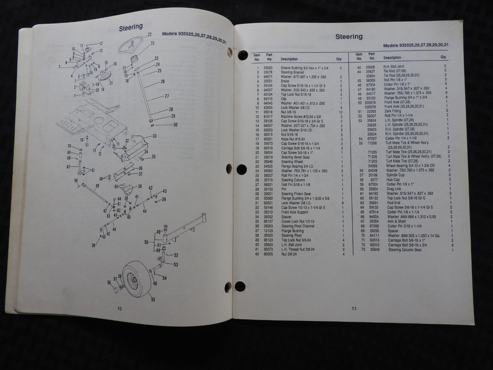 GENUINE ARIENS SIERRA 935 SERIES LAWN TRACTOR PARTS CATALOG MANUAL CLEAN 1990