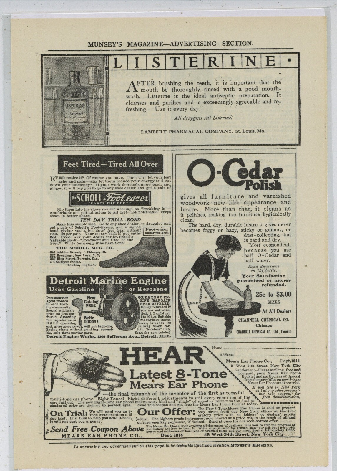 1914 Detroit Engine Works Ad: Detroit Marine Gas/Kerosene Engine