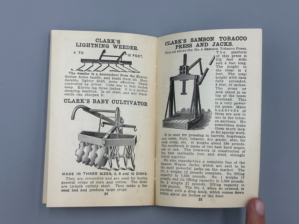 c 1900 CUTAWAY HARROW Machinery FARM Advertising HIGGANUM CONNECTICUT Illustrate