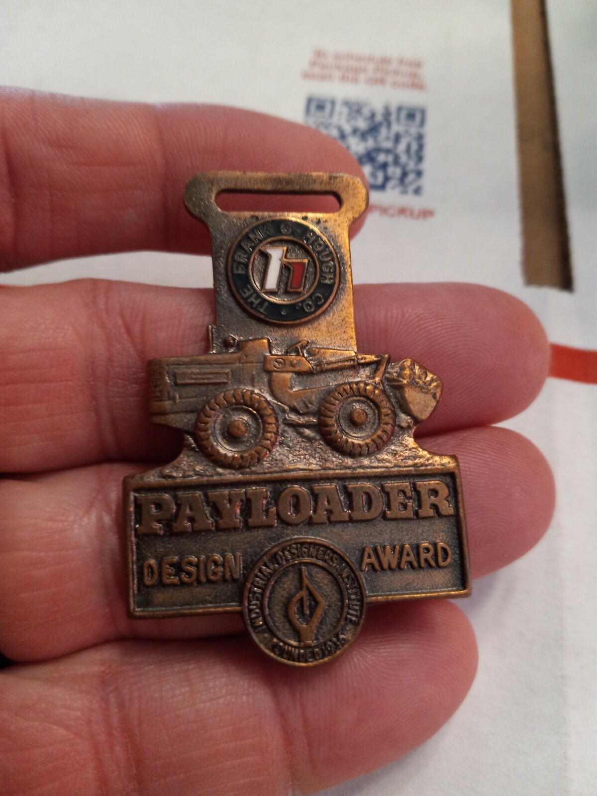 Payloader Design Award Key-Fob, Frank G Hough Co, Watch Fob, Key chain, Vintage
