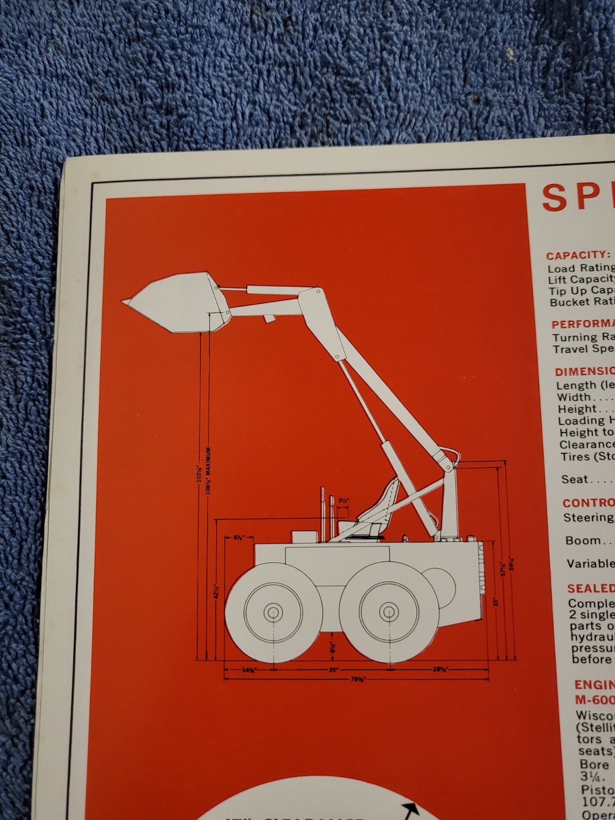 BROCHURE Vintage Melroe Bobcat M44 500 600 Skid Steer Loader Onan Kohler Wi 1966