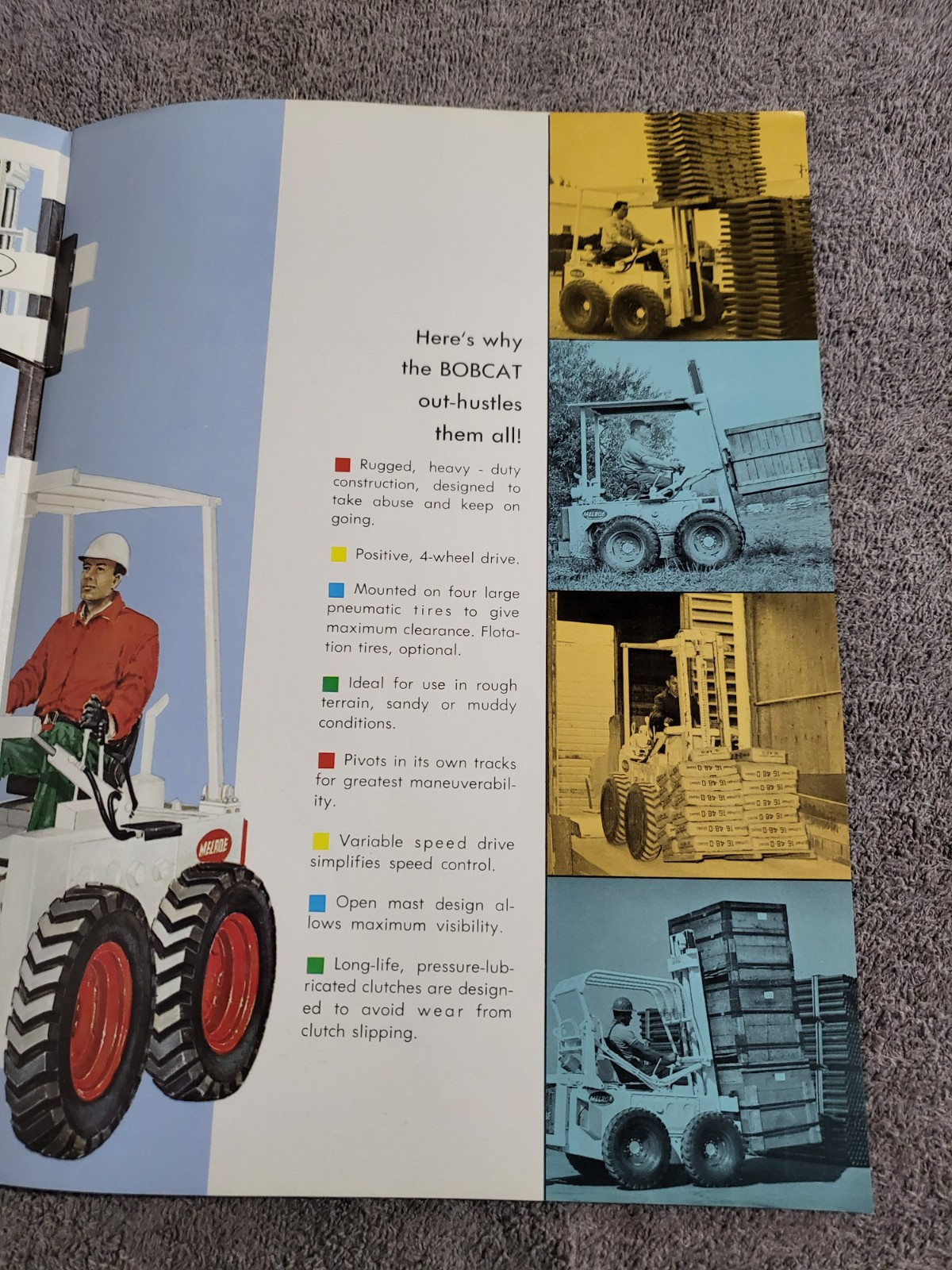 Vintage 1971 BROCHURE Melroe Bobcat Skid Steer Loader Fork Lift 500VL & 600VL