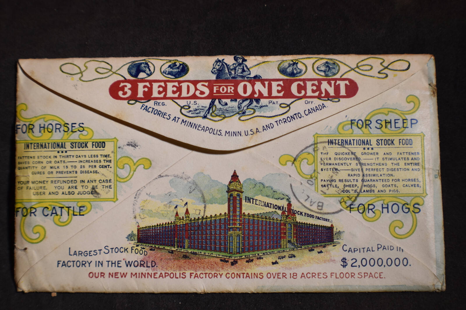 ~ 1901 International Stock Food Co. Multicolor Advert Cover, Minneapolis, Mn