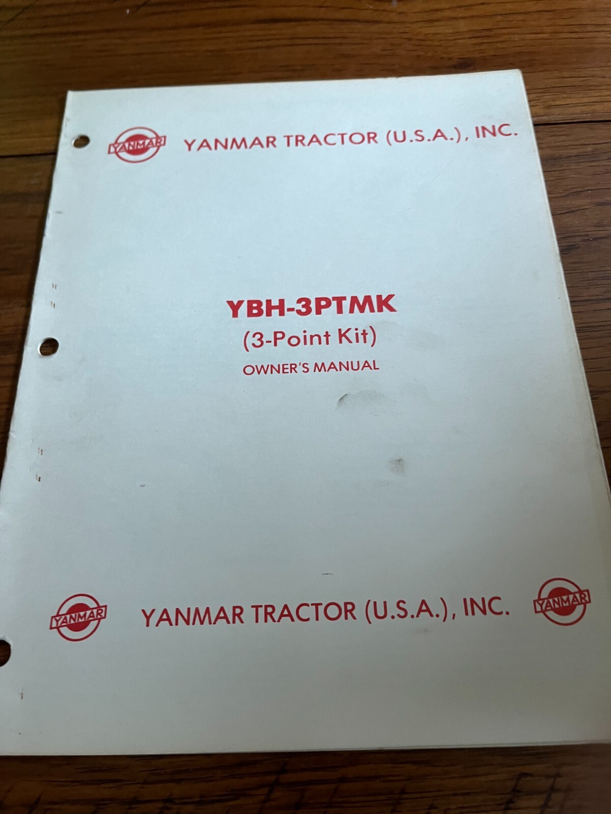 Yanmar YBH-3PTMK 3 Point Kit Operator&rsquo;s Manual FCCA