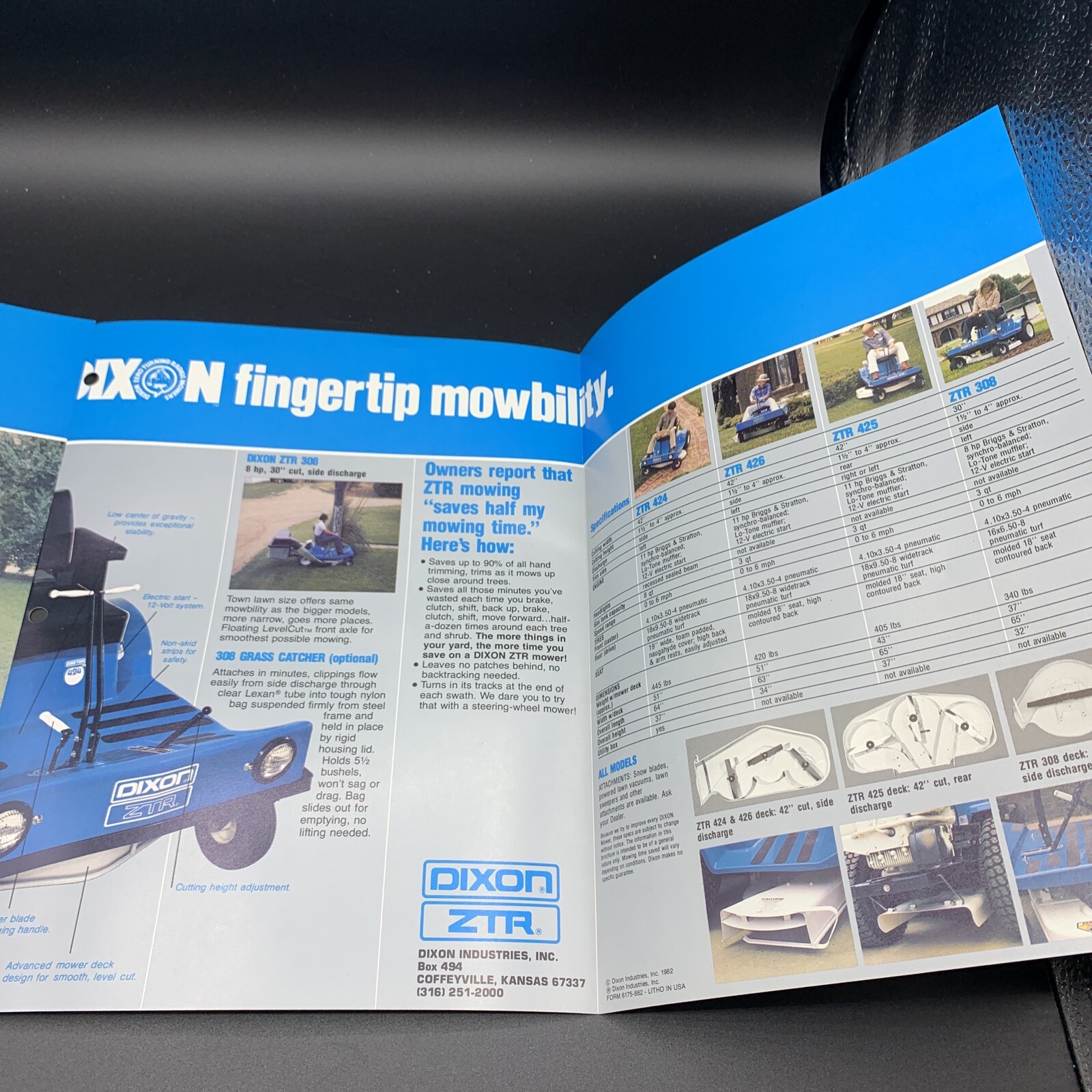 Original NOS 1982 Dixon ZTR 308-426-424-425-Zero Turn Mower Sales Brochure
