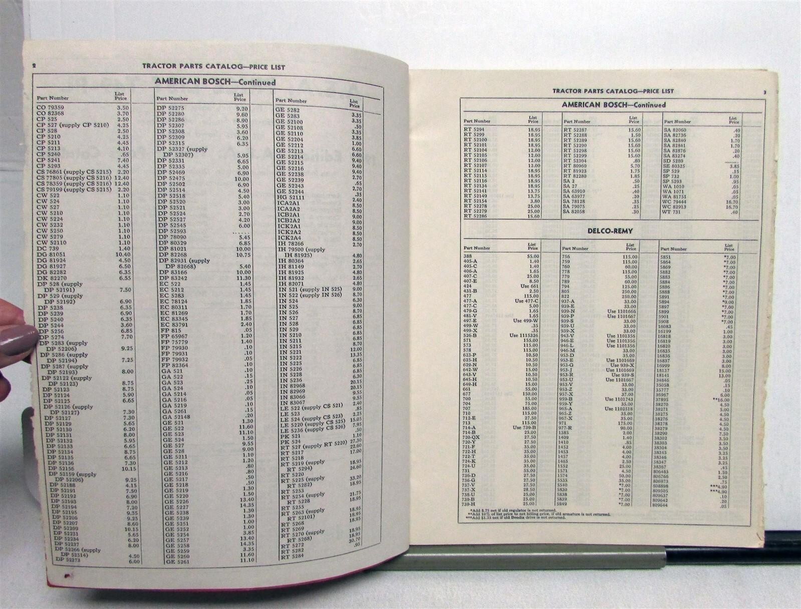 1949 A.E.A. Tractor &rsquo;36-&rsquo;48 Models Specs Construction Parts Catalog & Price List