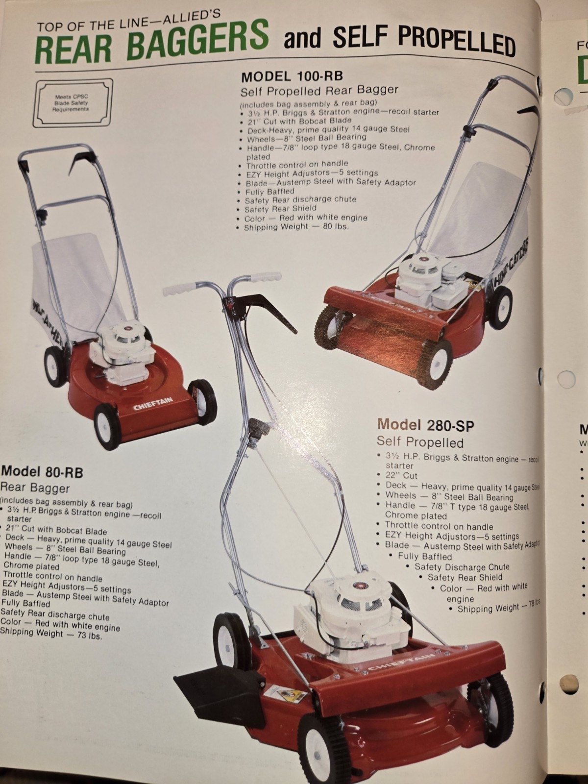 1985 ALLIED LAWN MOWER DEALER BROCHURE