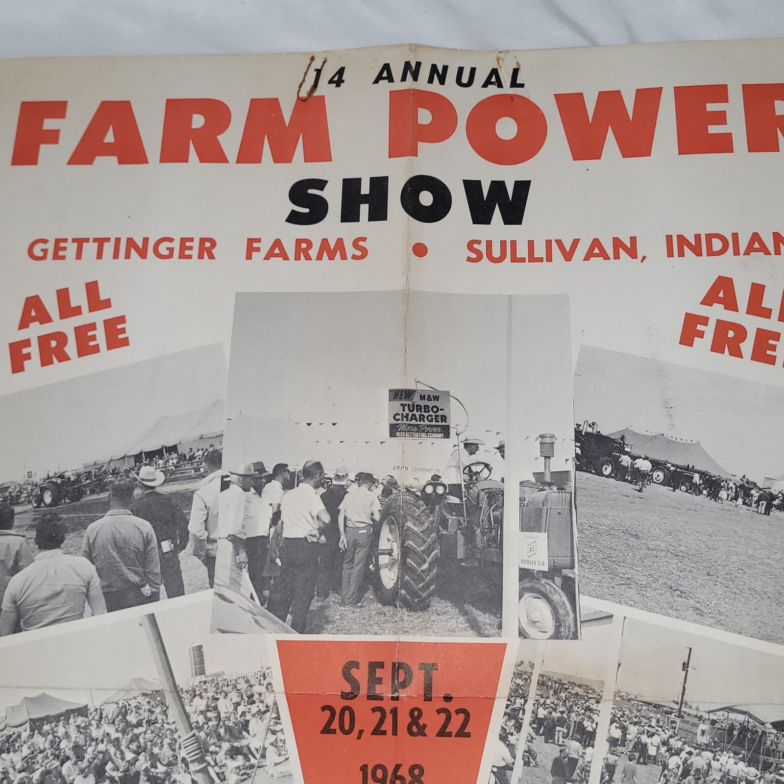 RARE 1968 Farm Power 14 Annual Show Gettinger Farms Sullivan IN. Poster