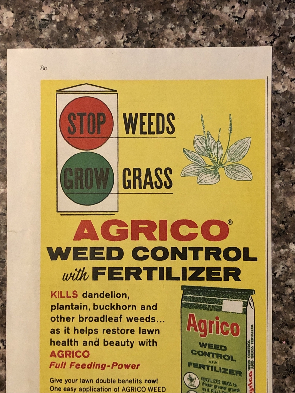 1961 Agrico Weed Control w Fertilizer PRINT AD Full Feeding Power VTG 1960s