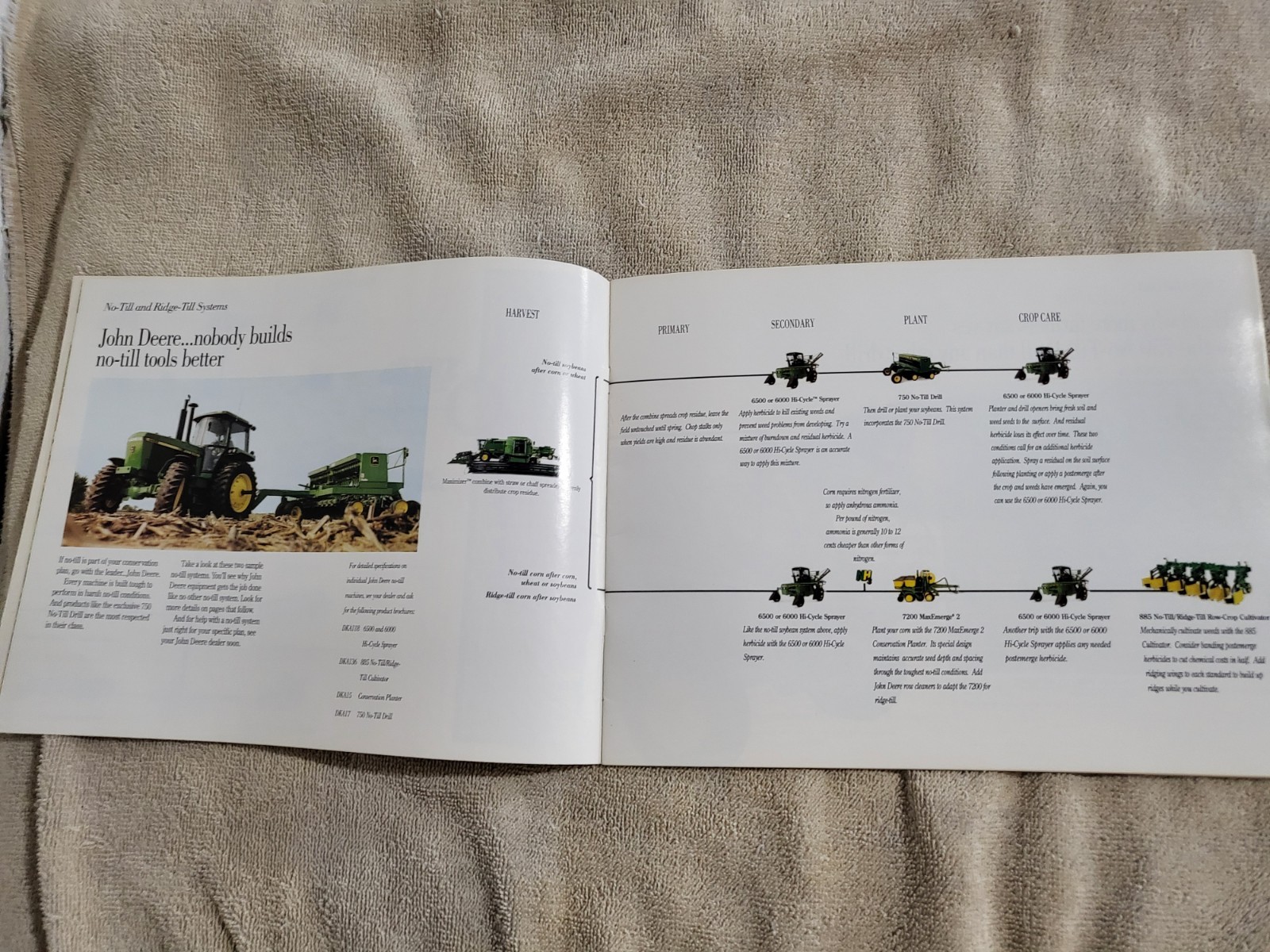 1992 Vtg John Deere Ag BROCHURE Farming NO TILL Drill Rotary Hoe Disc MaxEmerge2