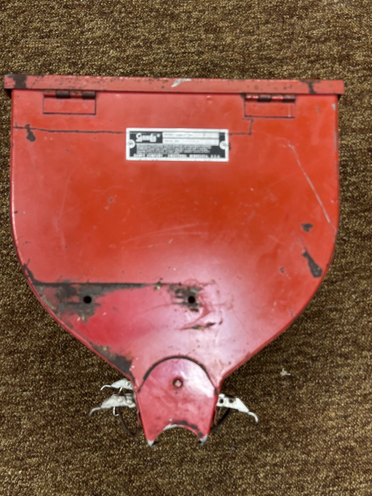 vintage Gandy model S902 farm seeder bin tank red agri collectible garden decor